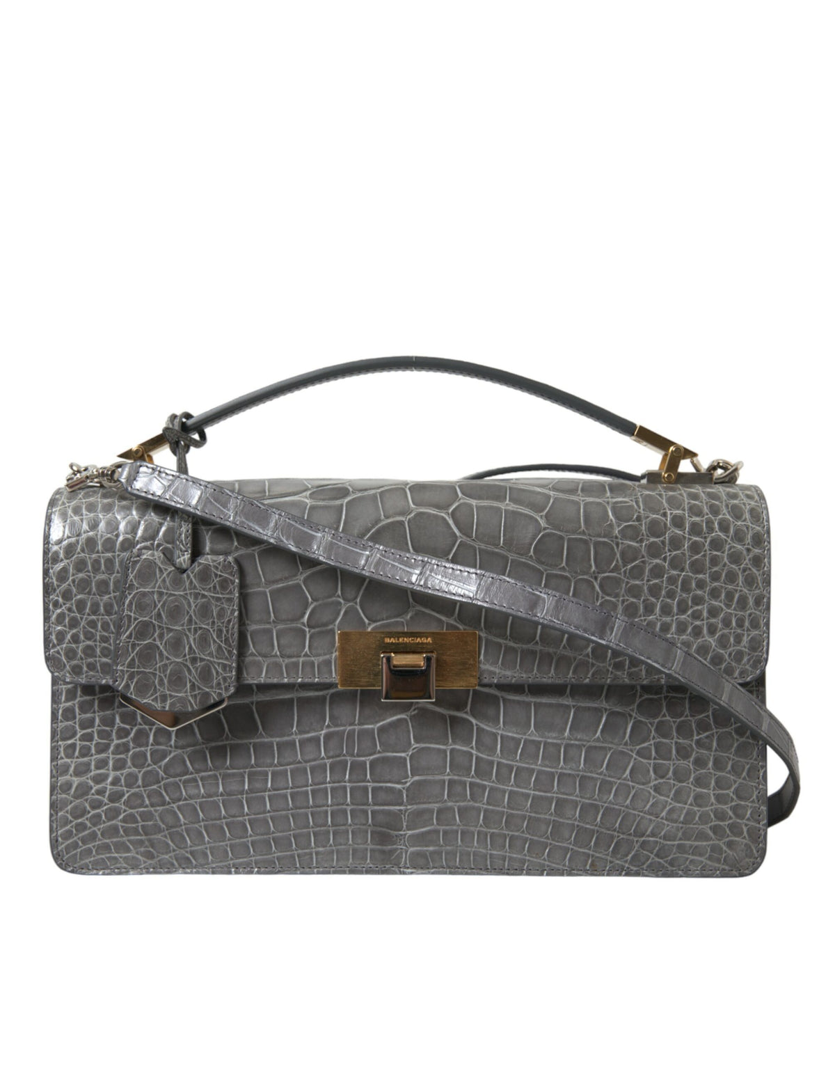 Graue Exotenleder Handtasche Medium Schulter