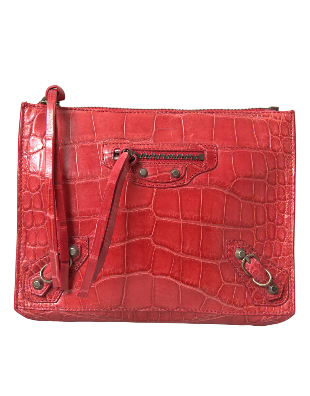 Red Exotic Skin Leather Classic Pouch Wallet Wrist Bag