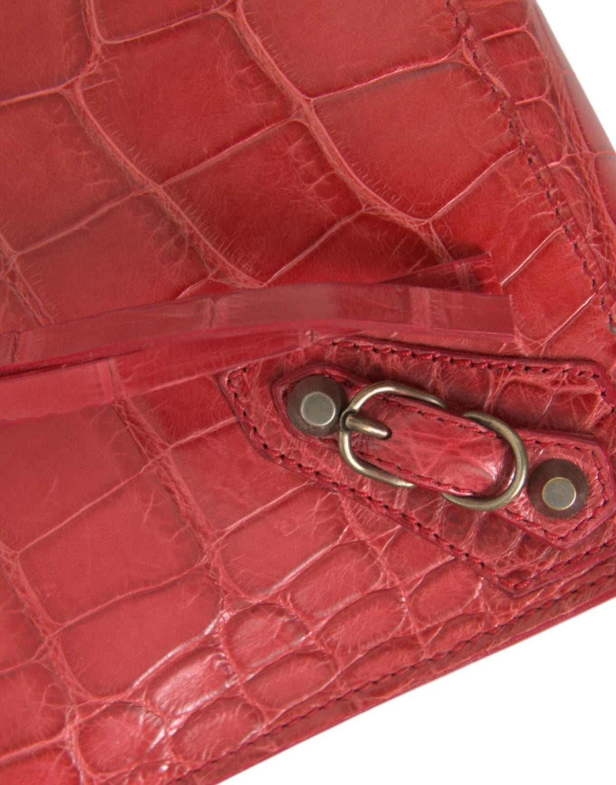 Red Exotic Skin Leather Classic Pouch Wallet Wrist Bag