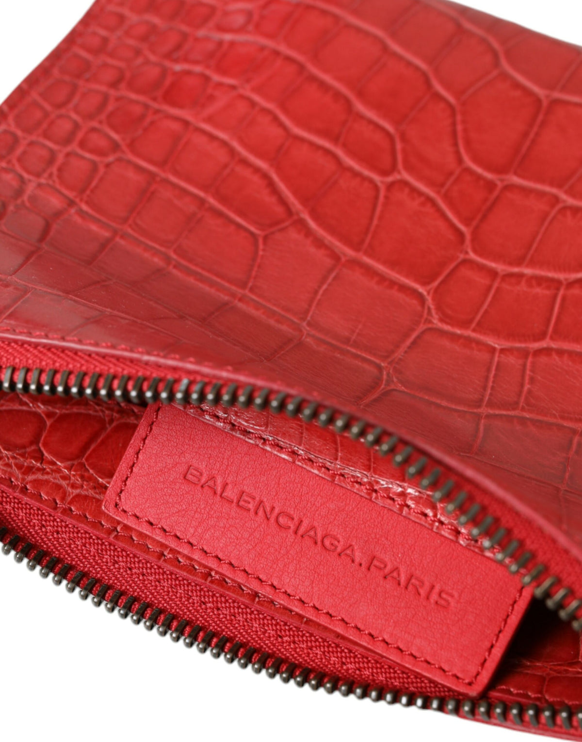 Red Exotic Skin Leather Classic Pouch Wallet Wrist Bag