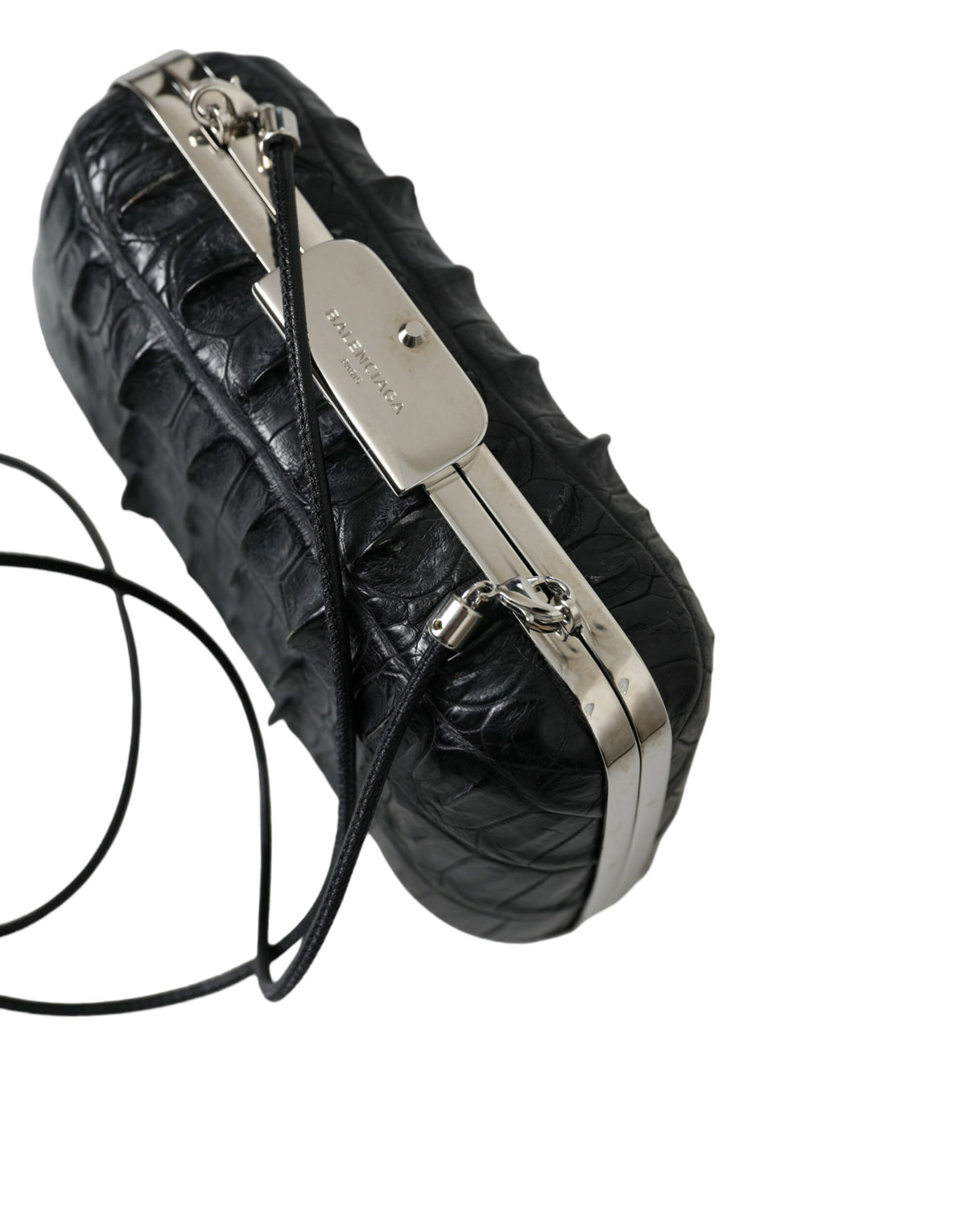 Black Exotic Skin Leather Shoulder Bag Crossbody Box Clutch Bag