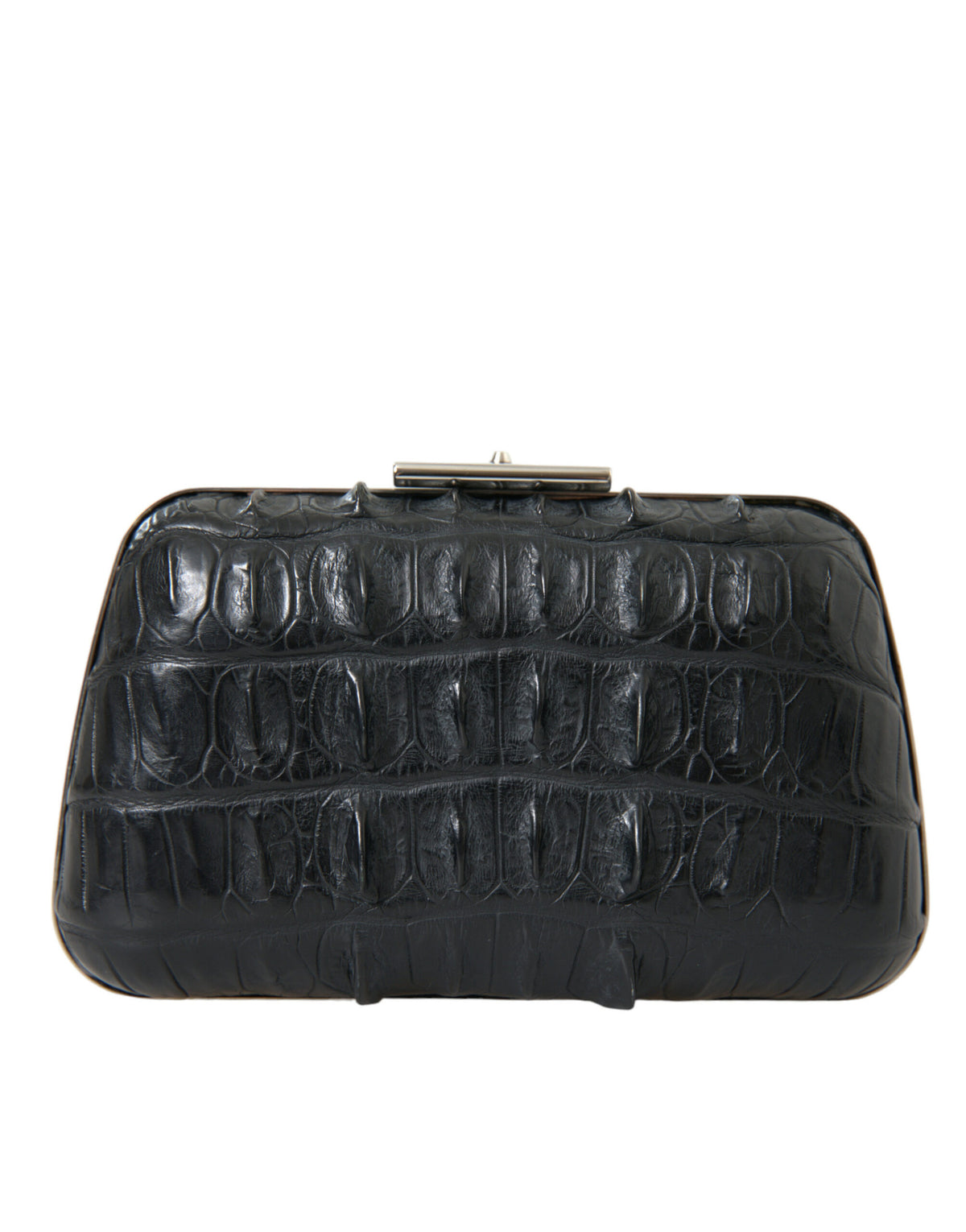 Black Exotic Skin Leather Shoulder Bag Crossbody Box Clutch Bag