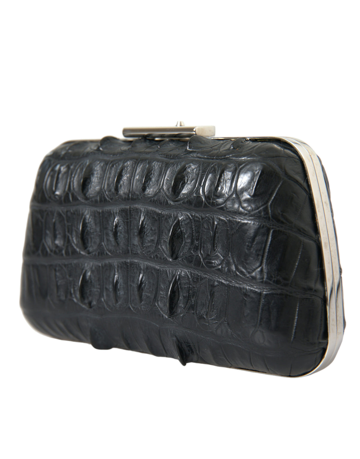 Black Exotic Skin Leather Shoulder Bag Crossbody Box Clutch Bag