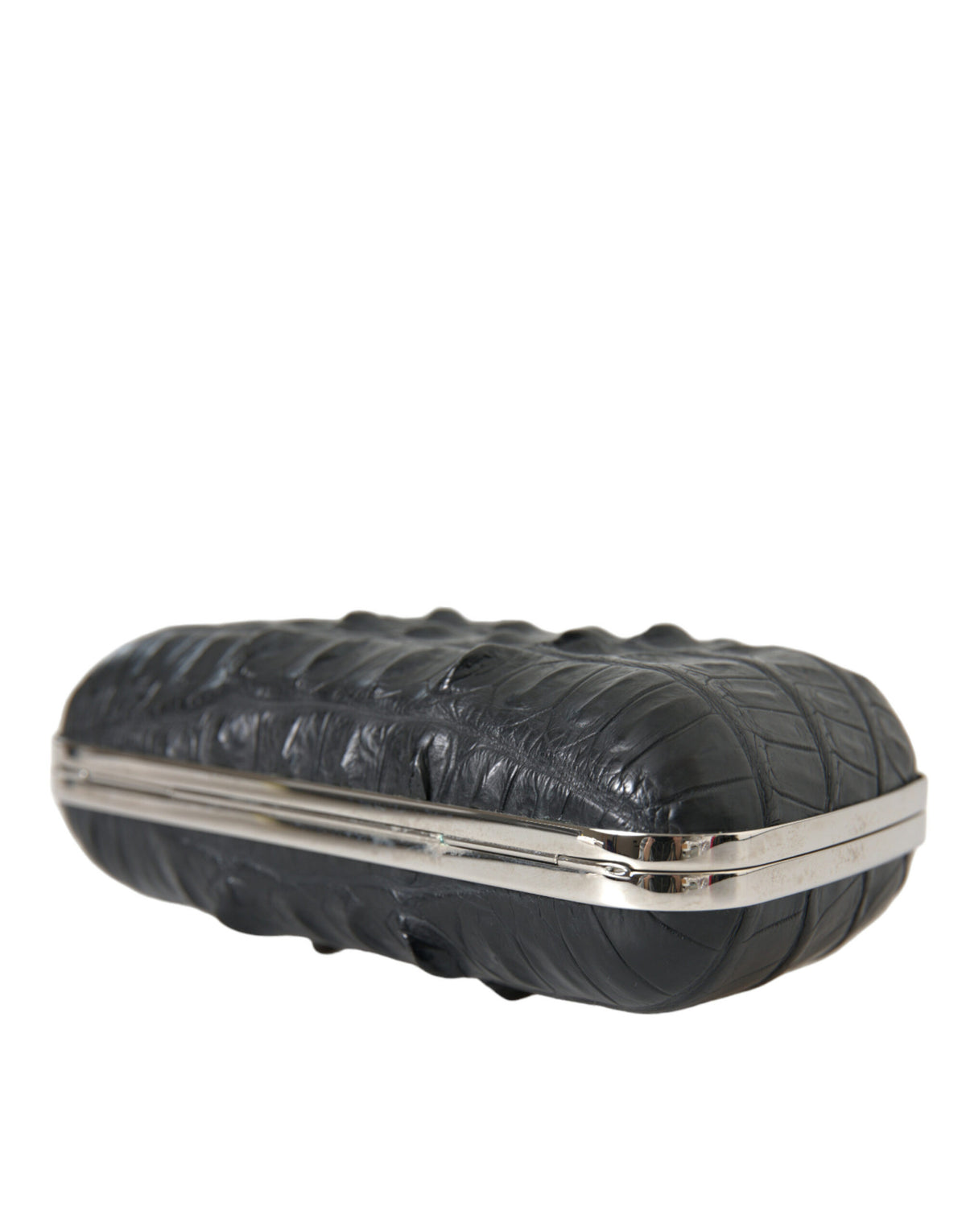 Black Exotic Skin Leather Shoulder Bag Crossbody Box Clutch Bag