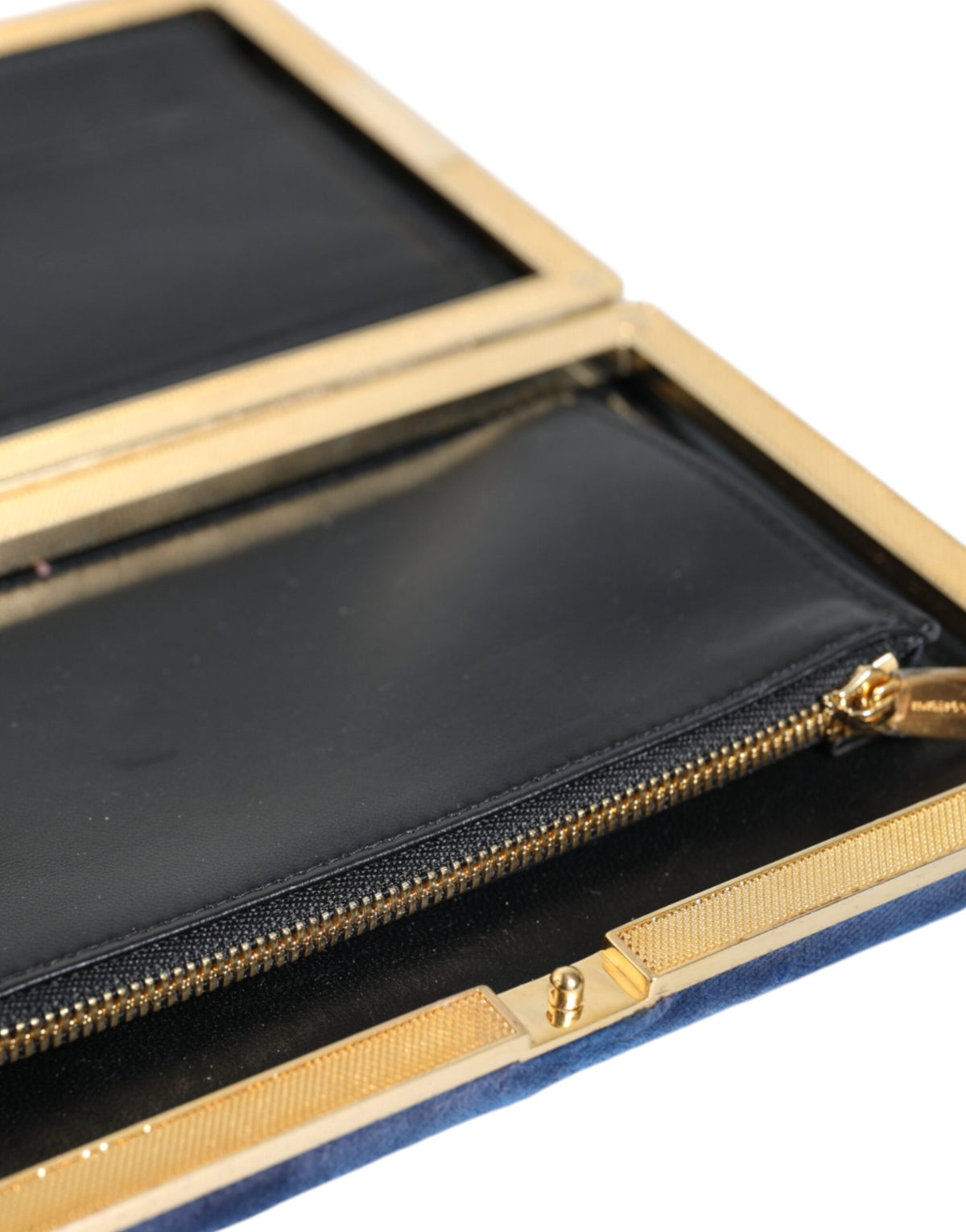 Blau Samt Gold Rahmen Kupplung Abend Party Handtasche