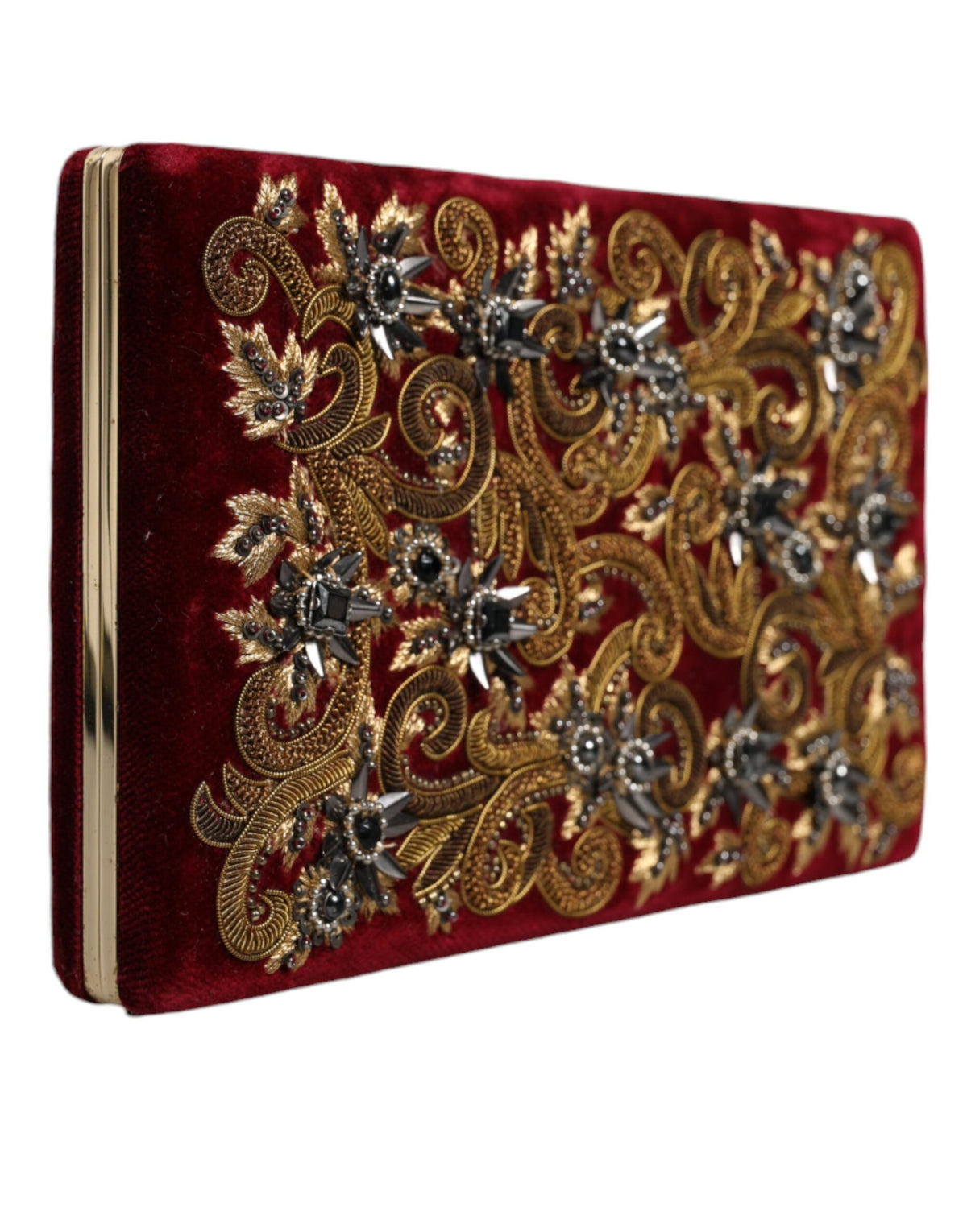 Rot Samt Gold Rahmen Kupplung Abend Party Handtasche