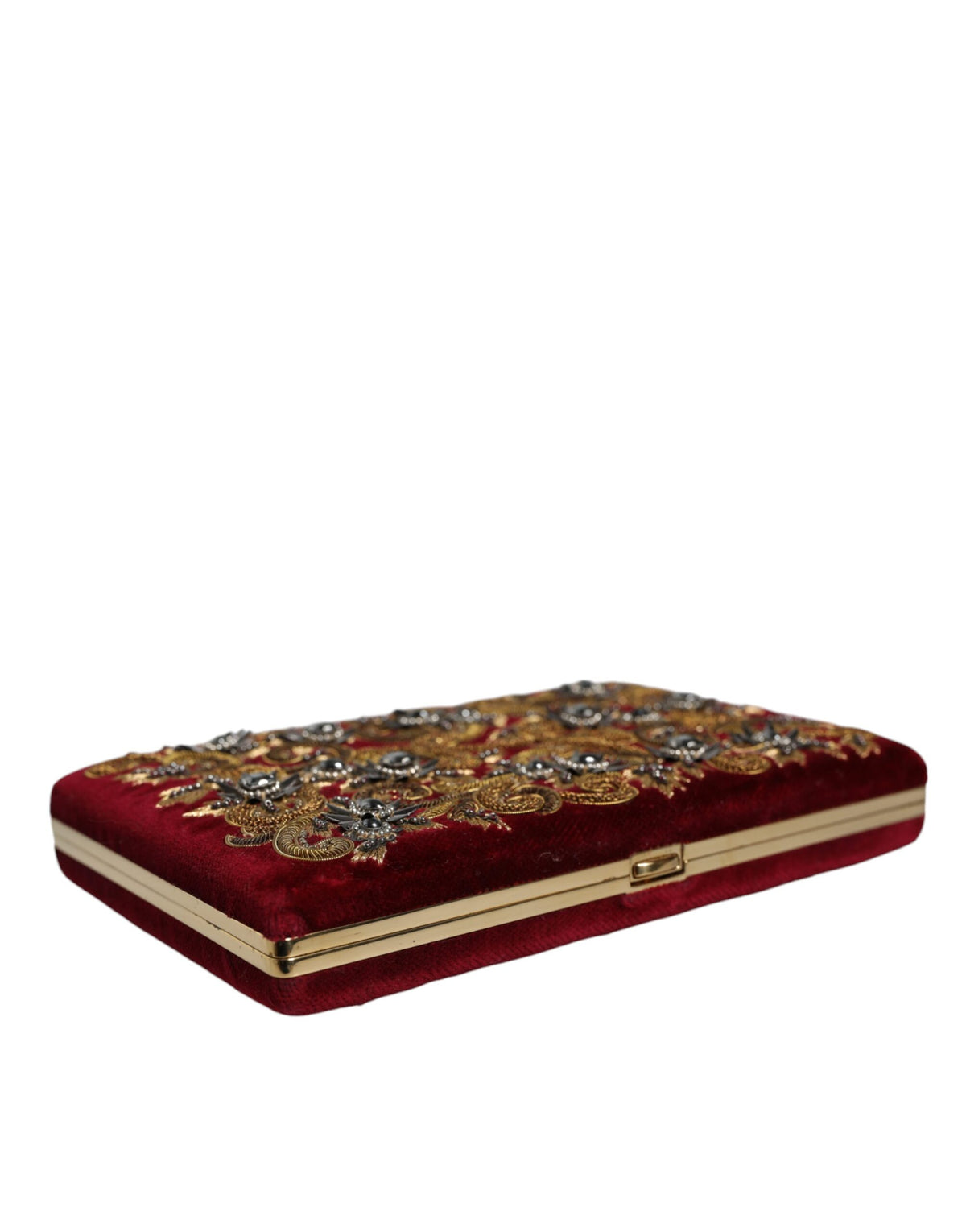 Rot Samt Gold Rahmen Kupplung Abend Party Handtasche