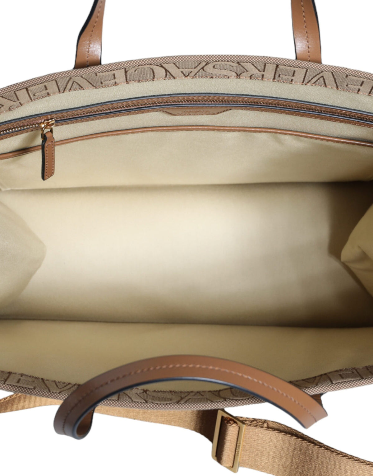Braune Jacquard-Leder-Logo-Crossbody-Tasche mit Obergriff